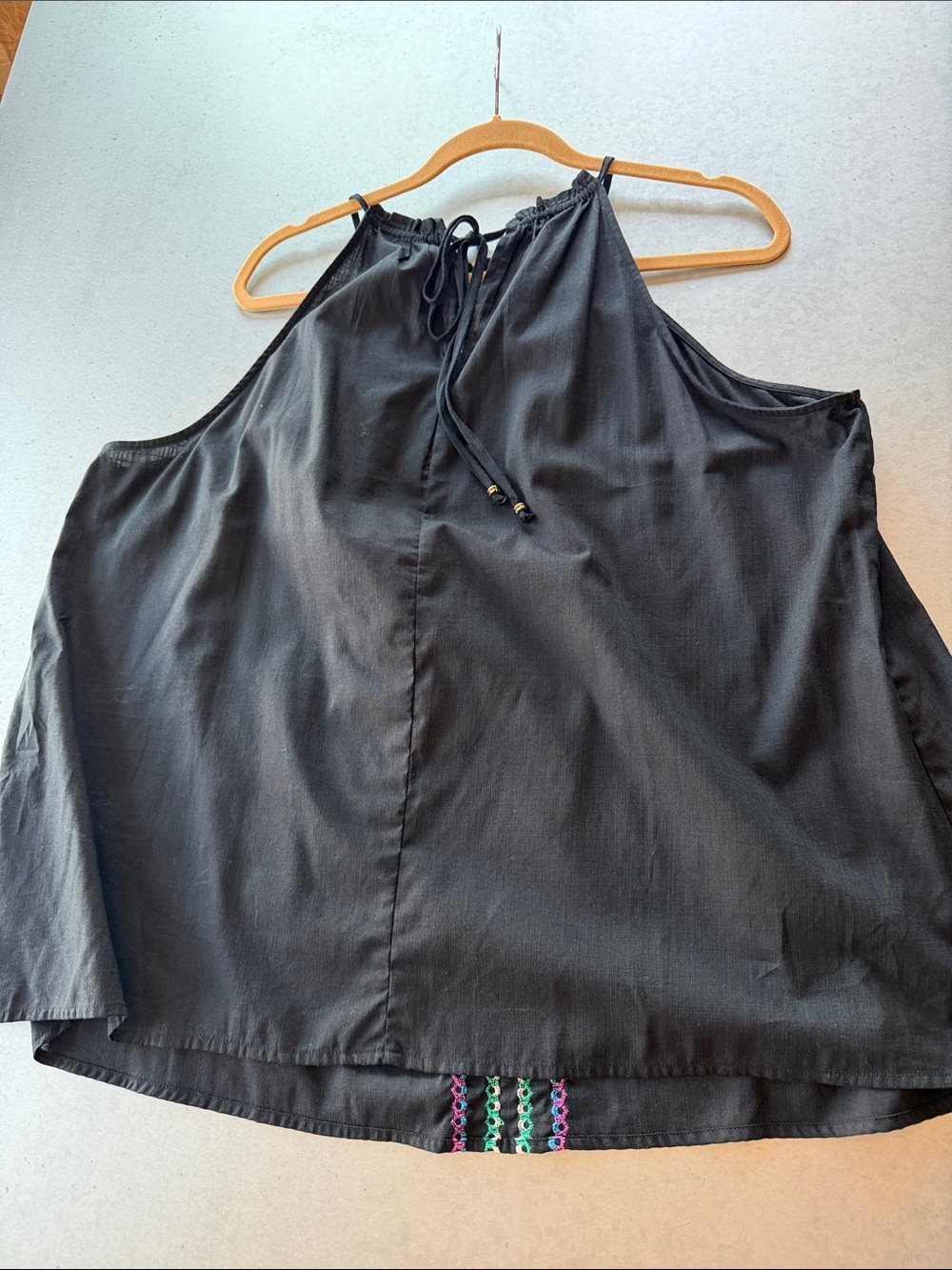 Knox Rose Black Halter Top with Embroidered Green & Purple Trim XXL - Picture 8 of 9